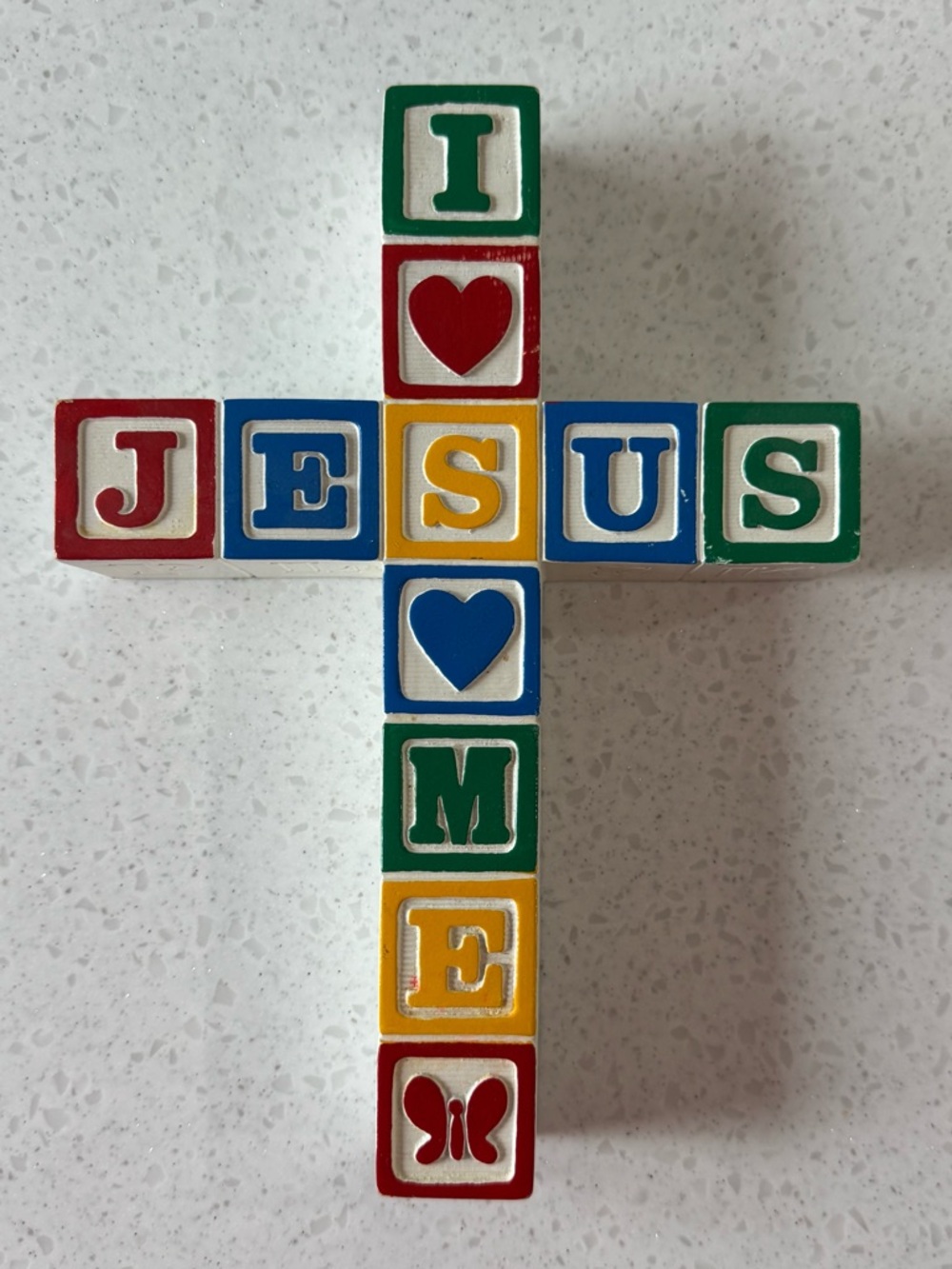 Colorful Block Cross "I ♥ Jesus"